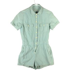 Outerknown Women Size XS Blue Denim Jumpsuit overalls Button shortalls